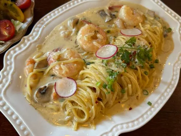 Chicken and Shrimp Carbonara