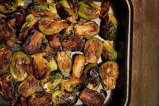 Roasted Brussels Sprouts with Bacon and Balsamic Glaze